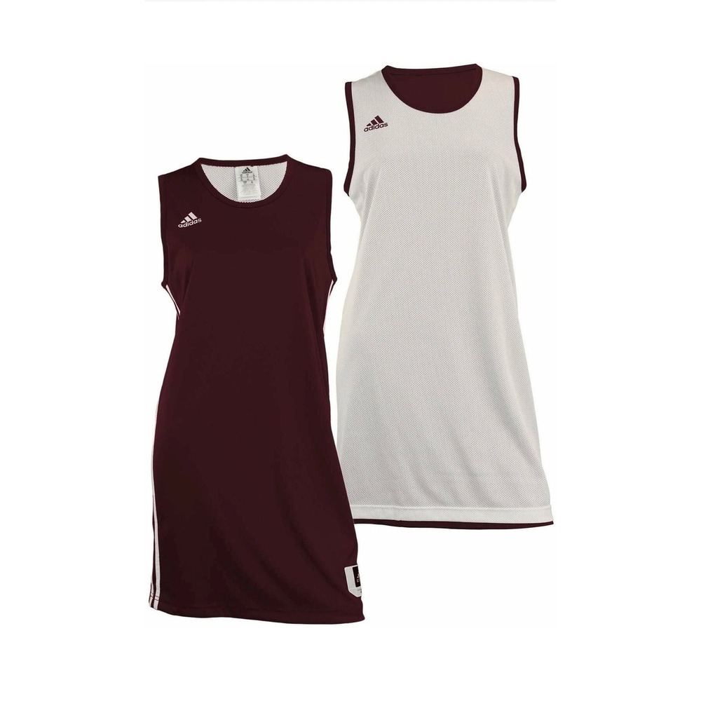 Adidas Reversible Basketball Jersey Mini Dress Maroon White Climalite Streetwear - Picture 10 of 13